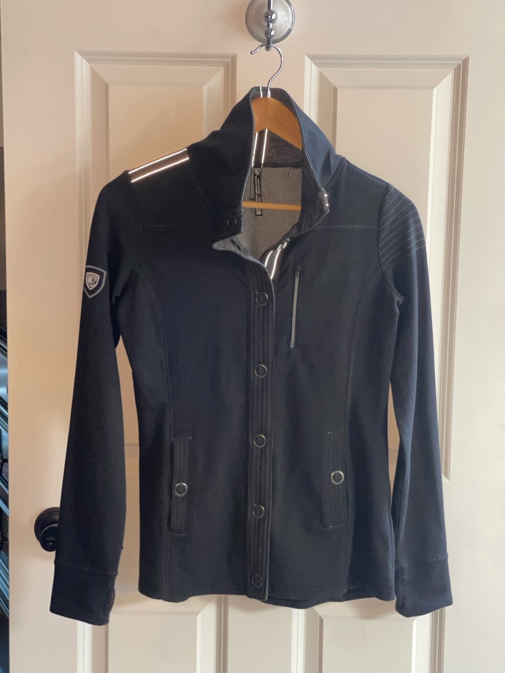 KUHL Krush Long Sleeve Jacket Dark Grey Snap Button Lightweight Silver Zip Sz XS - Picture 5 of 15